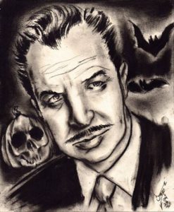 "Vincent Price Halloween" Charcoal on medium weight acid free paper, 8"x10" 2014